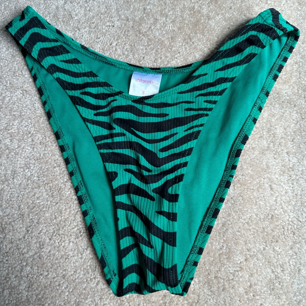 Green and Black Animal Print Bikini Bottoms